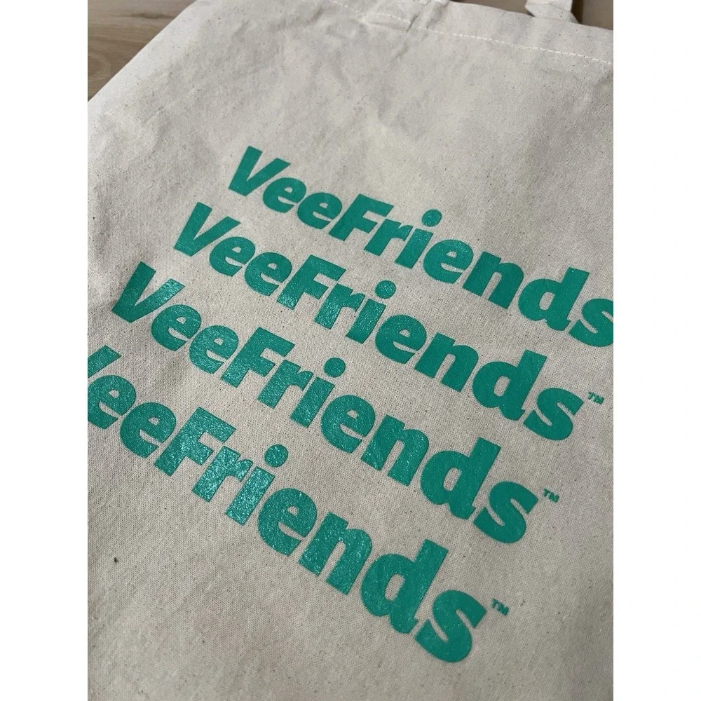 VEEFRIENDS Official Canvas Tote Bag from VeeCon 2023 Vee Friends Green New Cream